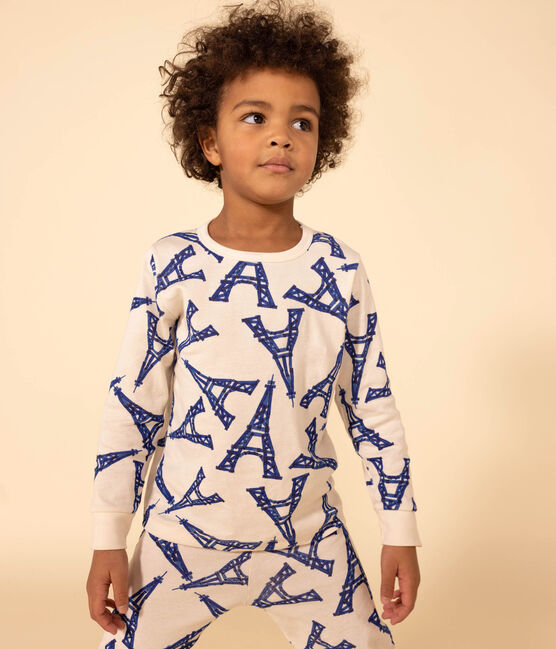 Pigiama fantasia Parigi bambino unisex in cotone bianco AVALANCHE/ MULTICO