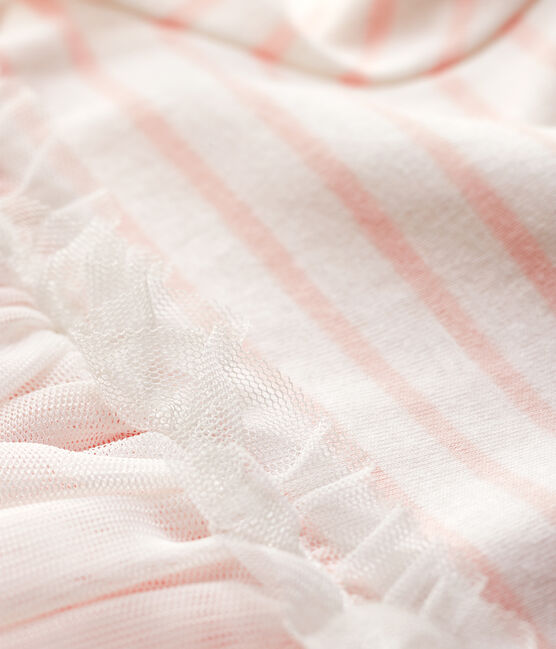Abito bimateriale a maniche corte bebè femmina bianco MARSHMALLOW/rosa MINOIS
