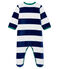 Tutina pigiama bebé maschio in ciniglia blu MEDIEVAL/bianco MARSHMALLOW