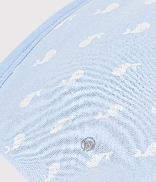 Pochette in cotone con balene stampate neonato blu/bianco