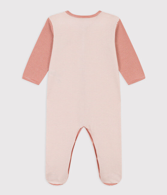 Tutina pigiama millerighe in cotone rosso CORRIDA/bianco MARSHMALLOW