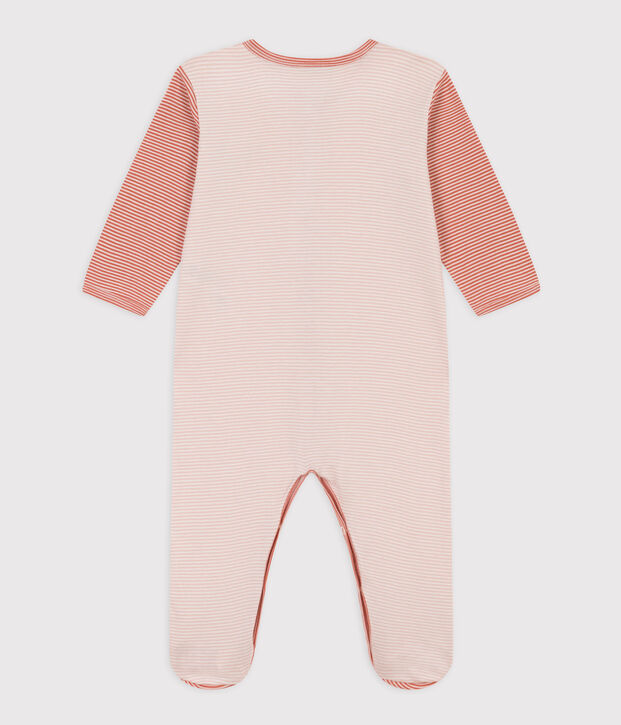 Tutina pigiama millerighe in cotone rosso/bianco
