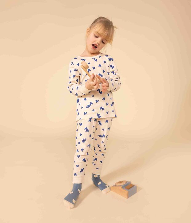Pigiama bambino unisex in cotone ecru/multicolore
