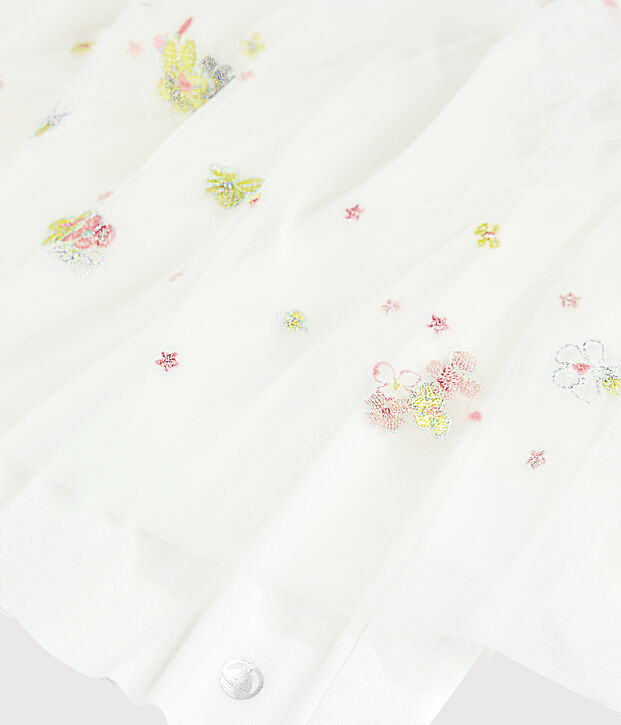 Abito da cerimonia in cotone e tulle bambina bianco/rosa