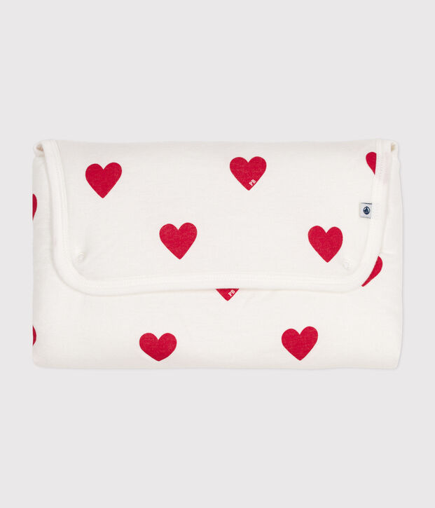 Materassino fasciatoio in cotone neonato bianco/rosso