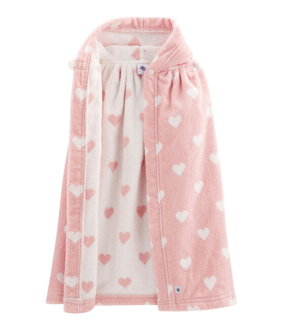 Mantellina da bagno bebè in spugna rosa CHARME/bianco MARSHMALLOW