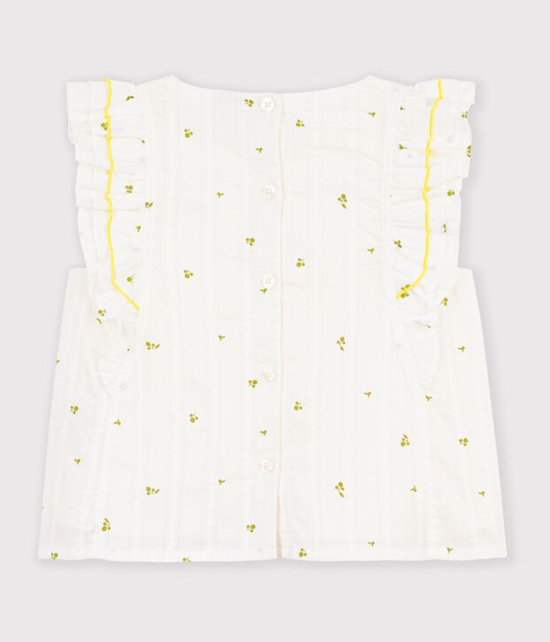 Blusa senza maniche in cotone con stampa a fiori bambina bianco/verde