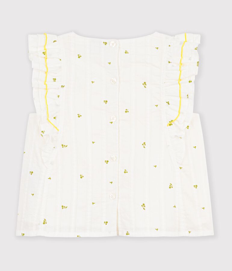 Blusa senza maniche in cotone con stampa a fiori bambina bianco/verde