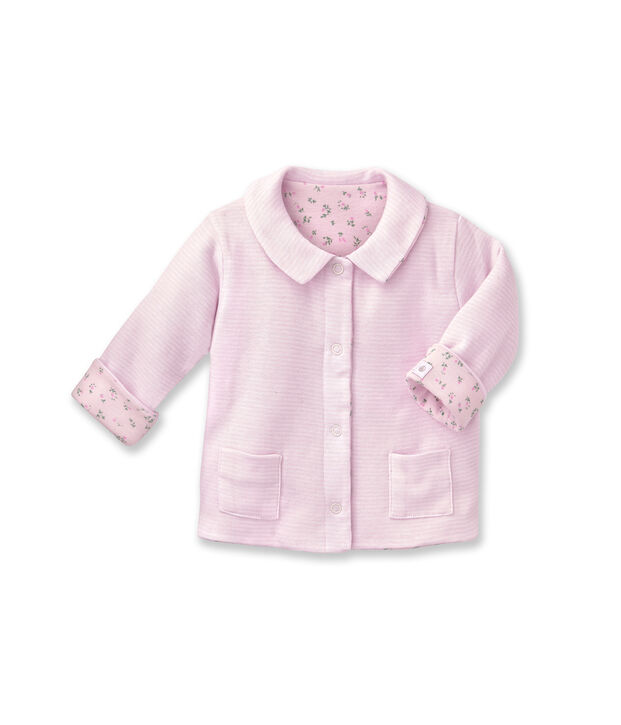 Giacca beb&eacute; unisex imbottita reversibile a millerighe - Vecchia collezione rosa/bianco