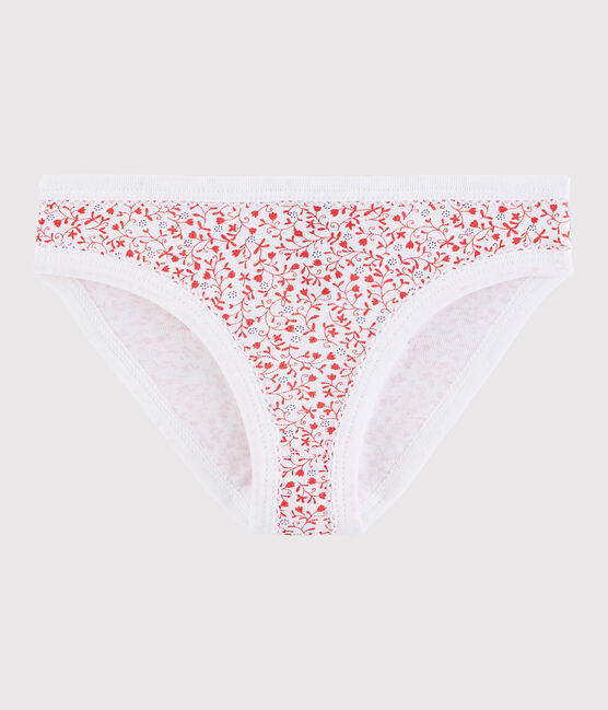 La mutandina in cotone per bambina bianco ECUME/rosso CARMEN/ MULTICO