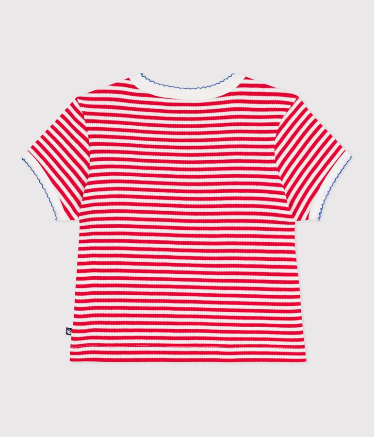 T-shirt a maniche corte in cotone a righe bambino rosso/bianco