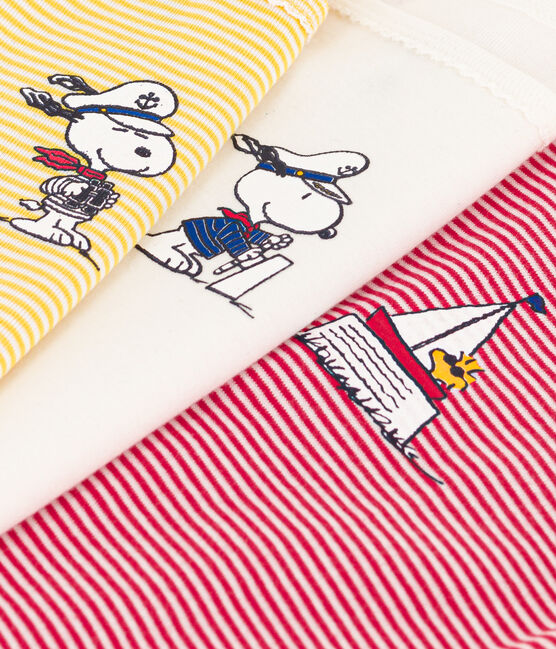 Confezione da 3 canottiere bambina con spalline in cotone Petit Bateau X Snoopy variante 1