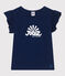 T-shirt in jersey fiammato bambina blu MEDIEVAL