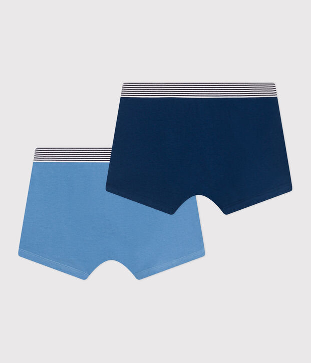 Set di 2 boxer in cotone ed elastan tinta unita bambino multicolore