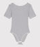 Body a maniche corte donna in misto cotone ed elastan a righe bianco MARSHMALLOW/blu SMOKING