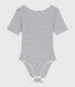 Body a maniche corte donna in misto cotone ed elastan a righe