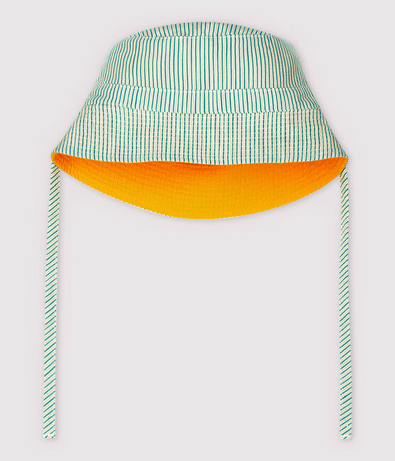 Cappellino reversibile bebè femmina verde GAZON/ecru MULTICO