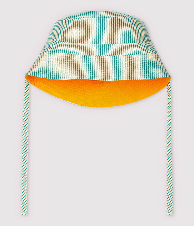 Cappellino reversibile beb&egrave; femmina verde/multicolore