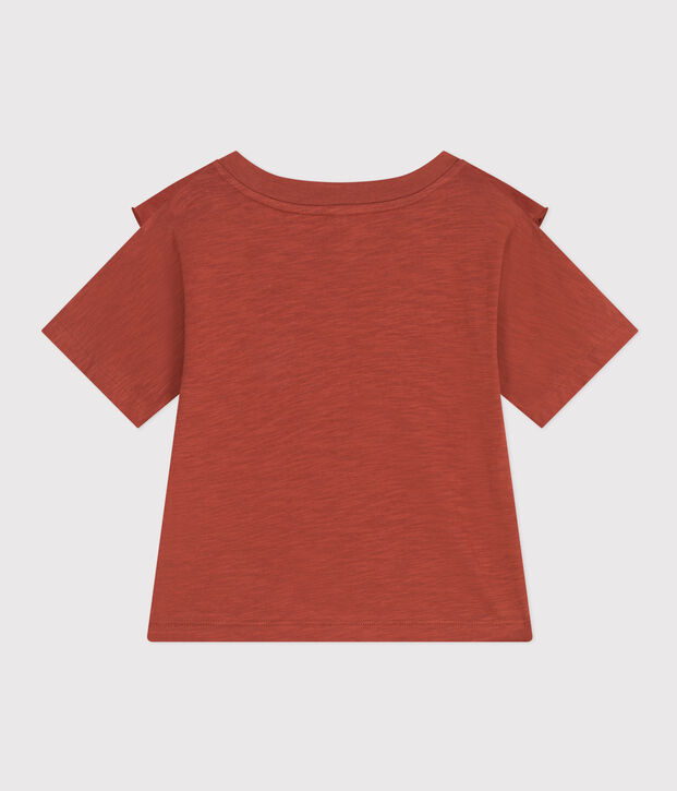 T-shirt in jersey fiammato bambina marrone