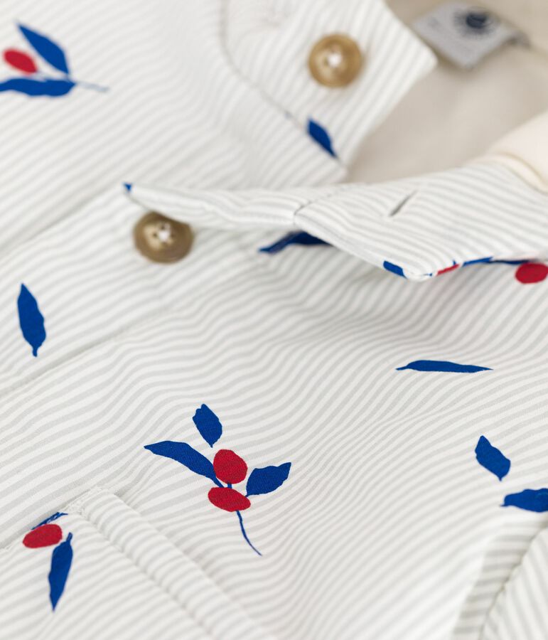 Capporto con cappuccio imbottito in popeline con stampa di bacche neonato blu/multicolore