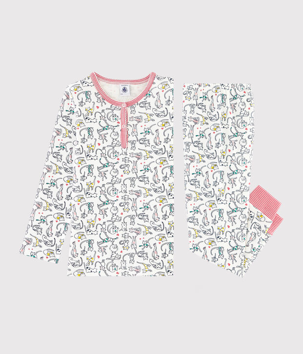 Pigiama a costine bianco/multicolore