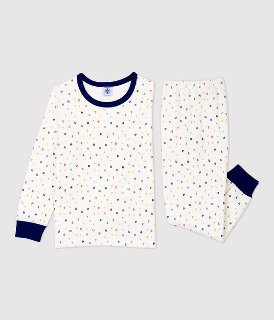 Pigiama fantasia a lettere multicolore in ciniglia bianco MARSHMALLOW/bianco MULTICO