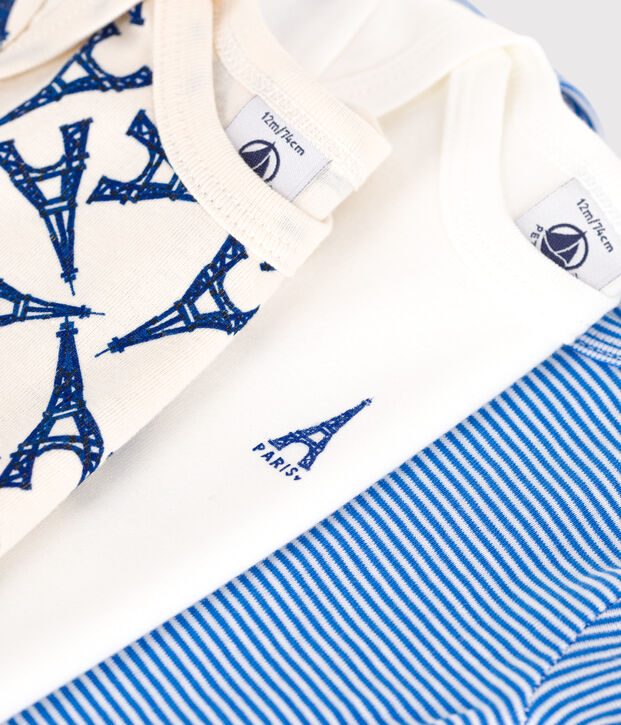 Confezione da 3 body a maniche corte in cotone Paris neonato multicolore