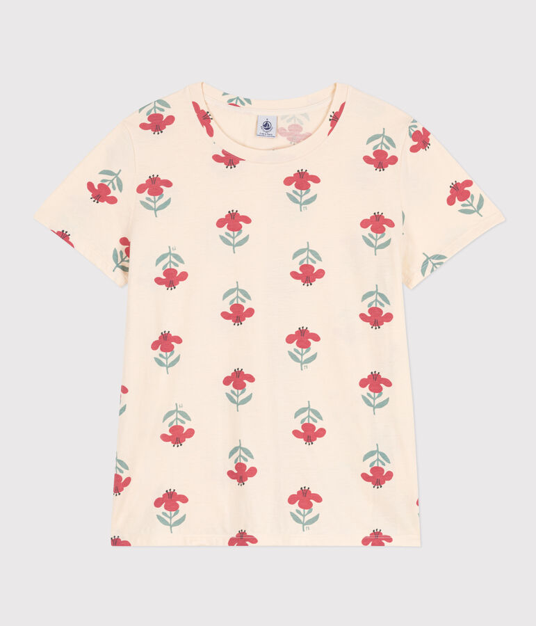 T-shirt LE DROIT girocollo in cotone Donna ecru/multicolore