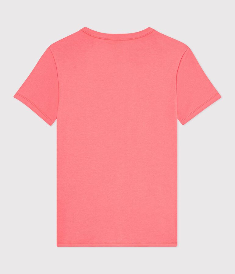 T-shirt a maniche corte in cotone tinta unita donna rosa