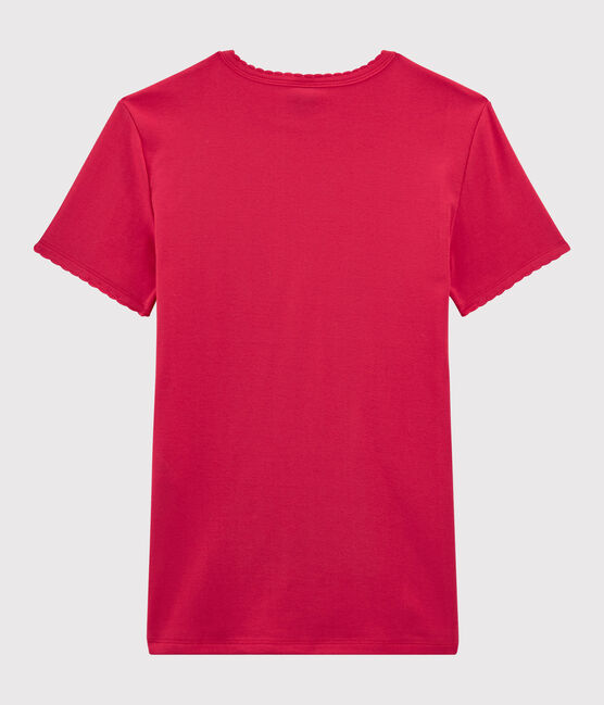 T-shirt girocollo iconica in cotone Donna rosa CRANBERRY