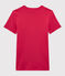 T-shirt girocollo iconica in cotone Donna rosa CRANBERRY
