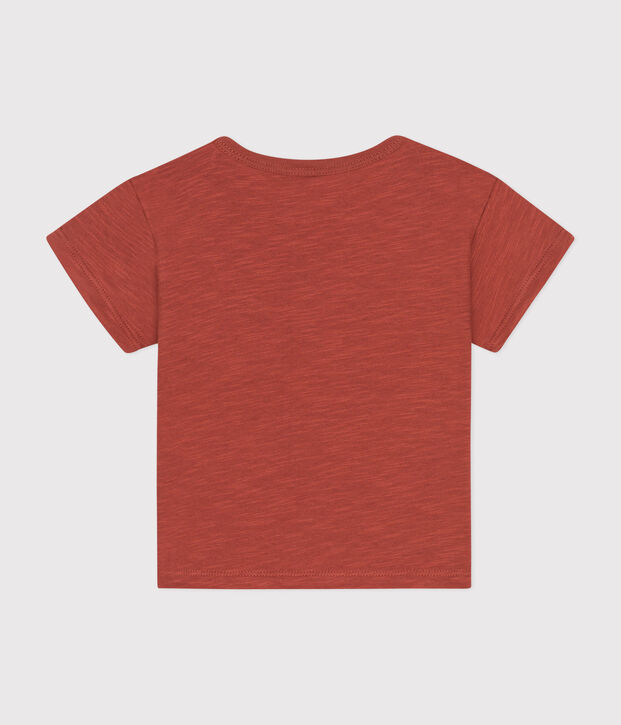 T-shirt beb&egrave; a maniche corte in jersey fiammato marrone