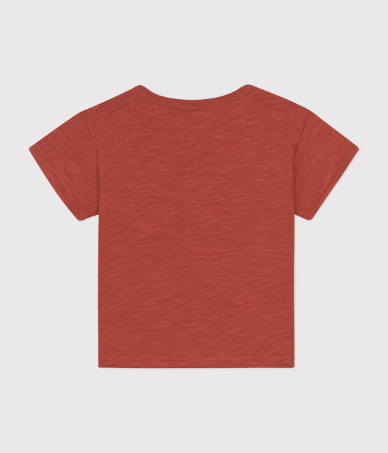 T-shirt bebè a maniche corte in jersey fiammato marrone FAMEUX