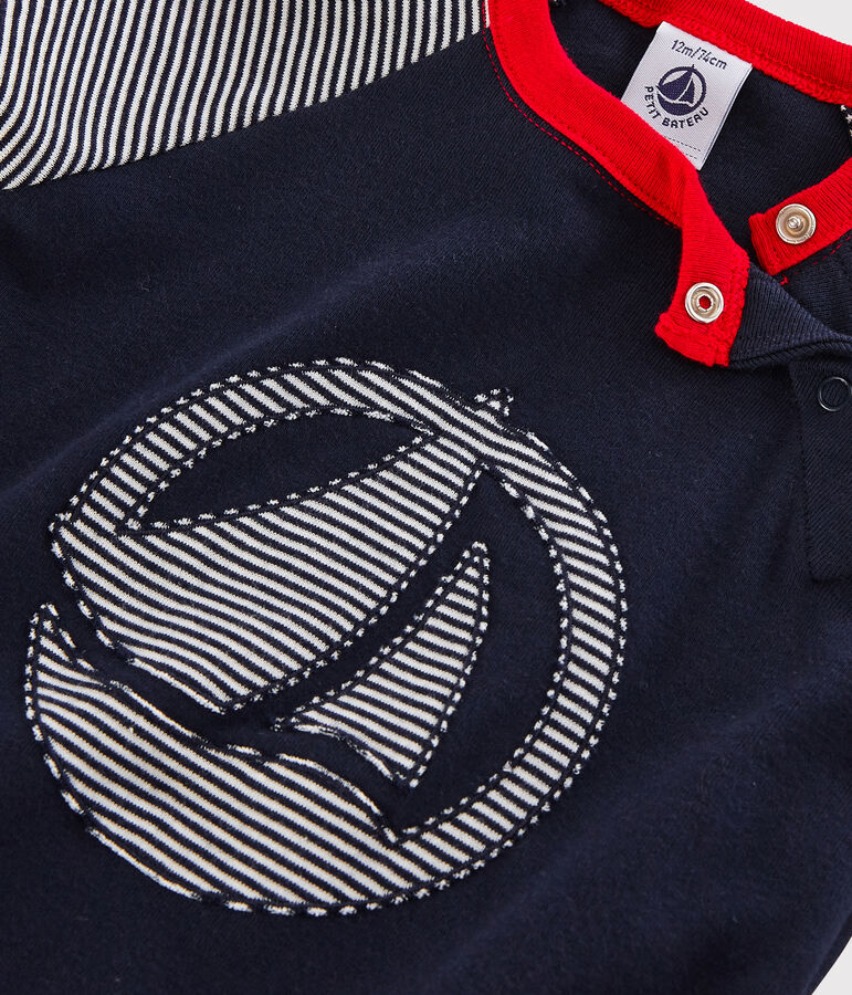 T-shirt colorblock beb&egrave; maschio blu/bianco