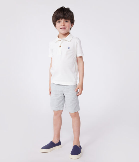 Polo a maniche corte in cotone tinta unita bambino bianco MARSHMALLOW