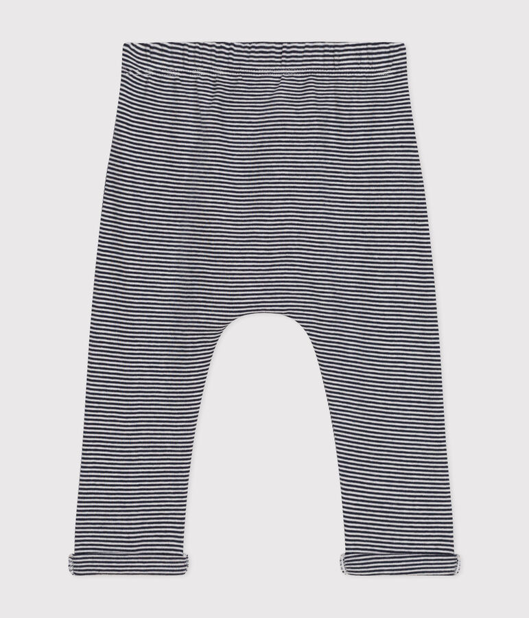 Pantaloni beb&egrave; in cotone biologico blu/bianco