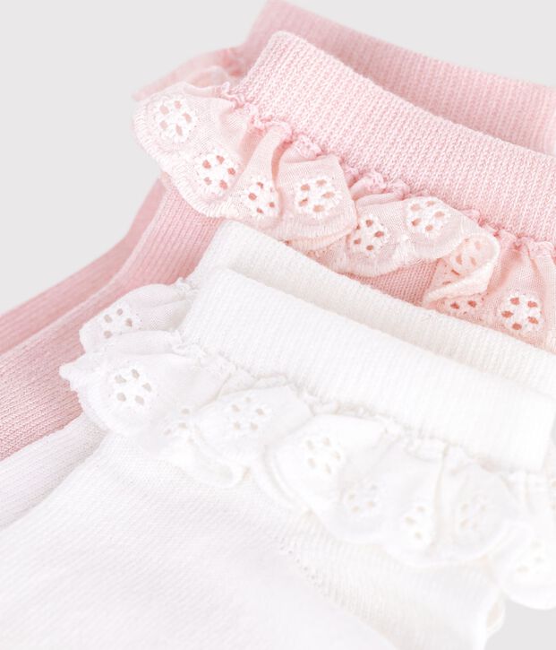 2 paia di calzini in cotone con volant bambina multicolore