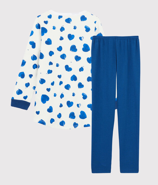 Camicia da notte cuori bambina in molleton con leggings bianco/multicolore