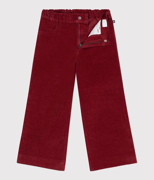 Pantaloni larghi per bambini in velluto semplice rosso
