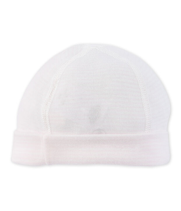 Cappellino nascita beb&eacute; millerighe rosa/bianco