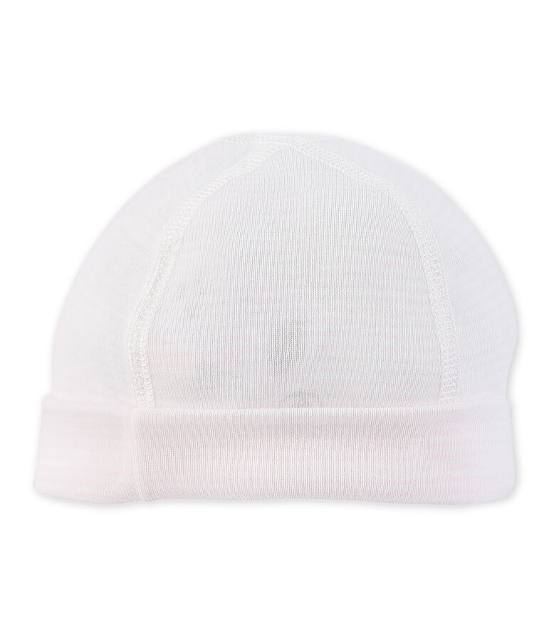Cappellino nascita beb&eacute; millerighe rosa/bianco