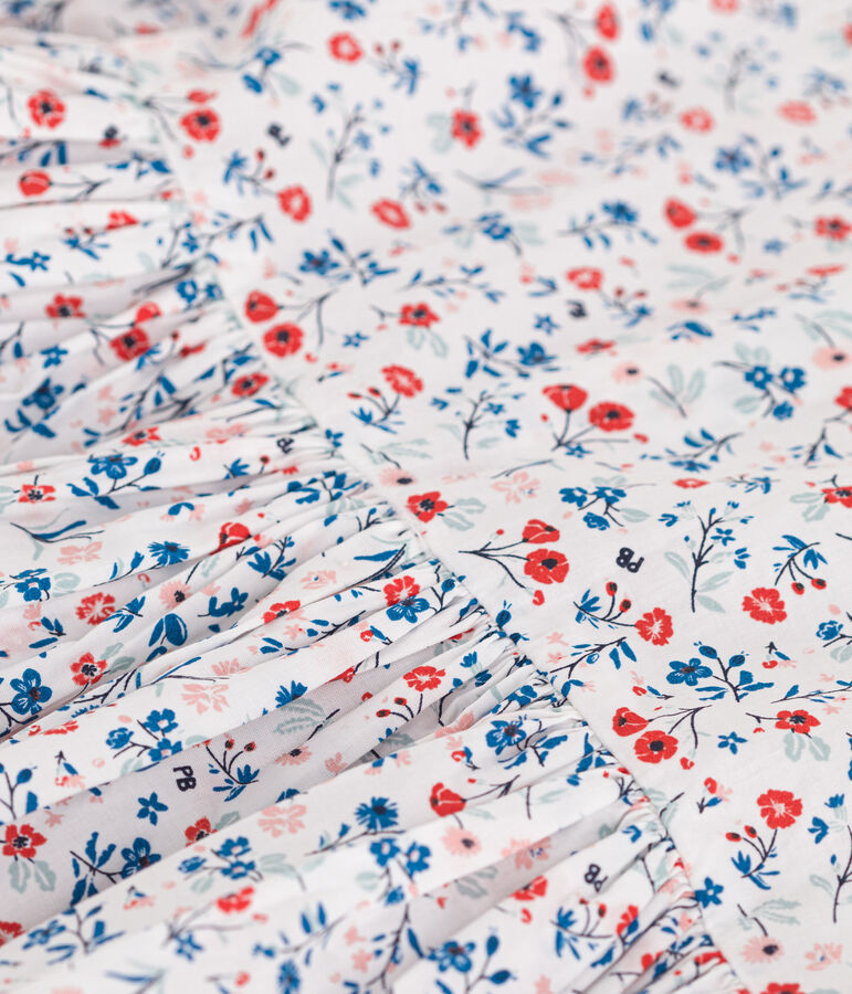 Abito a maniche corte in cotone a fiori bambina bianco/multicolore