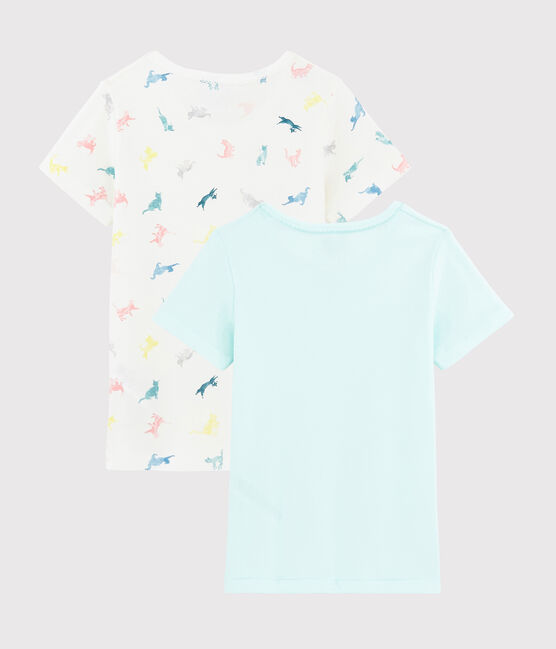 Confezione da 2 t-shirt manica corta gatti colorati bambina variante 1