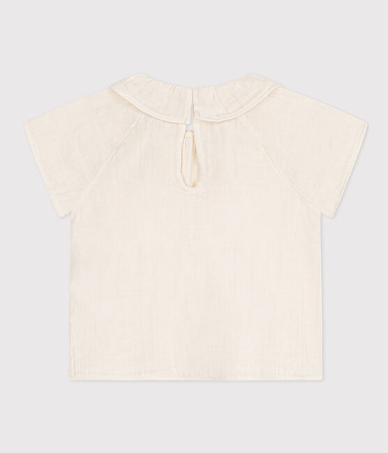 Blusa a maniche corte in garza di cotone per bebè bianco MARSHMALLOW