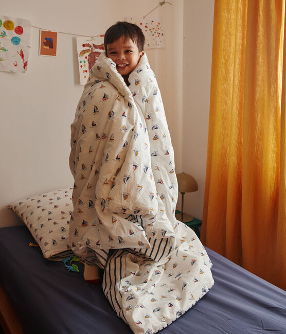 Copripiumino e federa per bambini con motivo barche bianco MARSHMALLOW/blu MEDIEVAL/ MULTICO