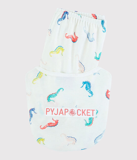 Pigiama corto fantasia cavallucci marini bambina in cotone bianco MARSHMALLOW/bianco MULTICO
