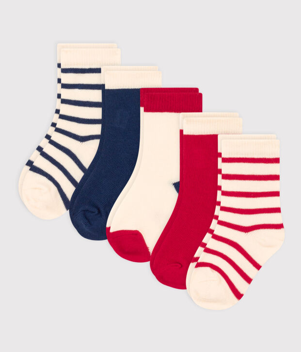 Confezione da 5 paia di calzini beb&egrave; a righe multicolore