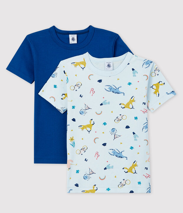 Confezione da 2 t-shirt manica corta animali yoga bambino multicolore