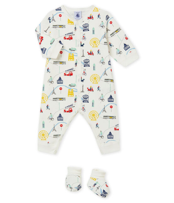 Coordinato: pigiama + calze per bebé maschio bianco MARSHMALLOW/bianco MULTICO