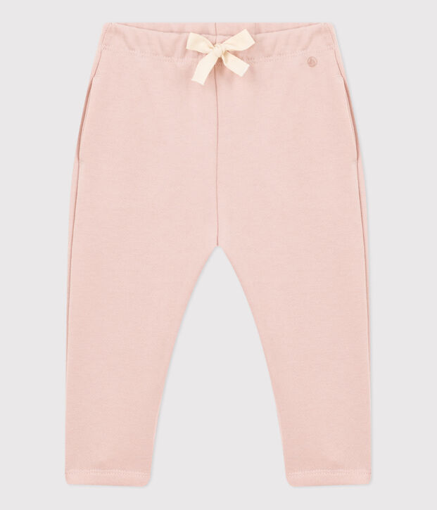 Pantaloni in tessuto felpato per beb&egrave; rosa